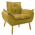 Kit Poltrona E Puff Opala Palito Mel Suede Amarelo - Amarena