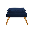 Kit Poltrona E Puff Opala Palito Mel Suede Azul Marinho - Ama