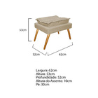 Kit Poltrona E Puff Opala Palito Mel Suede Bege - Amarena Móv