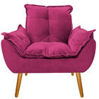 Kit Poltrona E Puff Opala Palito Mel Suede Pink - Amarena Móv