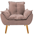 Kit Poltrona E Puff Opala Palito Mel Suede Rosê - Amarena Móv