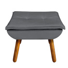 Kit Poltrona E Puff Opala Veludo Grafite Pés Palito Castanho