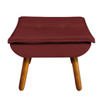 Kit Poltrona E Puff Opala Veludo Marsala Pés Palito Castanho