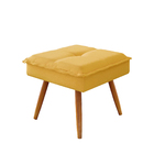 Kit Poltrona E Puff Pés Palito Decorativo Joy Amarelo