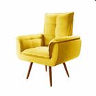 Kit Poltrona E Puff Pés Palito Decorativo Joy Amarelo
