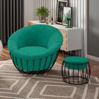 Kit Poltrona E Puff Puf Decorativo Wasse Veludo Moll