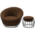 Kit Poltrona E Puff Puf Decorativo Wasse Veludo Moll