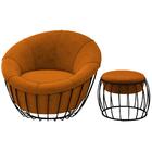 Kit Poltrona E Puff Puf Decorativo Wasse Veludo Moll