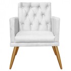 Kit Poltrona E Puff Redondo Maria Capitonê Pé Palito Corino B