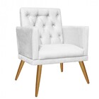 Kit Poltrona E Puff Redondo Maria Capitonê Pé Palito Corino B