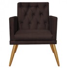 Kit Poltrona E Puff Redondo Maria Capitonê Pé Palito Suede Ma