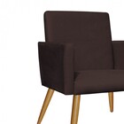 Kit Poltrona E Puff Redondo Nina Decorativo Pé Palito Corino