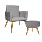 Kit Poltrona E Puff Redondo Nina Decorativo Pé Palito Suede C