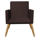 Kit Poltrona E Puff Redondo Nina Decorativo Pé Palito Suede M