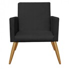 Kit Poltrona E Puff Redondo Nina Decorativo Pé Palito Suede P