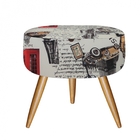 Kit Poltrona E Puff Redondo Nina Pé Palito Recepção Paris E01