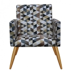 Kit Poltrona E Puff Redondo Nina Pé Palito Recepção Triângulo