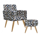 Kit Poltrona E Puff Redondo Nina Pé Palito Recepção Triângulo