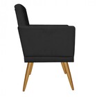 Kit Poltrona E Puff Redondo Nina Rodapé Pé Palito Suede Preto