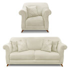 Kit Poltrona E Sofá Living 2 Lugares 1 60m Vênus Veludo Bege