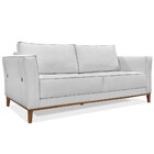 Kit Poltrona E Sofá Living 2 Lugares 1 70m Vega Linho Cinza P