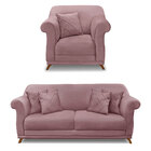 Kit Poltrona E Sofá Living 2 Lugares 1 80m Vênus Veludo Pés C