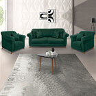 Kit Poltrona E Sofá Living 2 Lugares 1 80m Vênus Veludo Verde