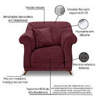 Kit Poltrona E Sofá Living 2 Lugares 1 80m Vênus Veludo Vinho