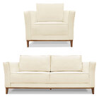 Kit Poltrona E Sofá Living 2 Lugares 1 90m Vega Linho Pés Cas