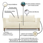 Kit Poltrona E Sofá Living 2 Lugares 1 90m Vega Linho Pés Cas