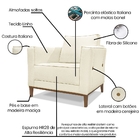 Kit Poltrona E Sofá Living 2 Lugares 1 90m Vega Linho Pés Cas