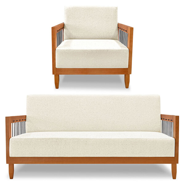 Kit Poltrona E Sofá Living 2 Lugares Marilia 1 60m Linho Base