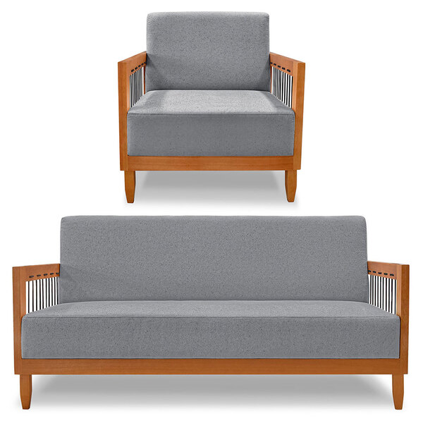 Kit Poltrona E Sofá Living 2 Lugares Marilia 1 60m Linho Graf