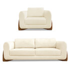 Kit Poltrona E Sofá Living 3 Lugares 2 00m Lottus Linho Pés C