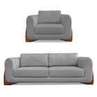 Kit Poltrona E Sofá Living 3 Lugares 2 00m Lottus Linho Pés C