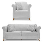 Kit Poltrona E Sofá Living 3 Lugares 2 00m Vênus Linho Cinza