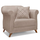 Kit Poltrona E Sofá Living 3 Lugares 2 00m Vênus Linho Pés Ca