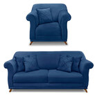 Kit Poltrona E Sofá Living 3 Lugares 2 00m Vênus Suede Pés Ca