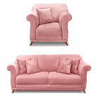 Kit Poltrona E Sofá Living 3 Lugares 2 00m Vênus Veludo Pés C