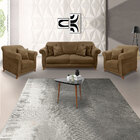 Kit Poltrona E Sofá Living 3 Lugares 2 20m Vênus Suede Carame