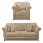 Kit Poltrona E Sofá Living 3 Lugares 2 20m Vênus Suede Pés Ca