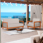 Kit Poltrona E Sofá Varanda Samoa Madeira Maciça Com Cordas N