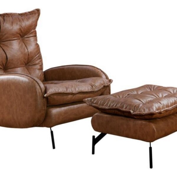 Kit Poltrona Espreguiçadeira E Puff A320 Couríssimo Nozes Nos