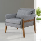 Kit Poltrona Estofada + Puff Ciça Madeira Maciça Verniz Pinhã