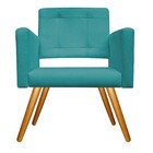 Kit Poltrona Gênesis E Puff Sofia Palito Mel Suede Azul Turqu