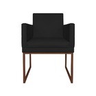 Kit Poltrona Klara Suede Liso Preta Base Metálica Cobre - Val