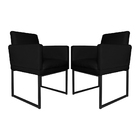 Kit Poltrona Klara Suede Liso Preta Base Metálica Preta - Val