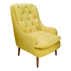 Kit Poltrona Lille E Puff Suede Amarelo - Dominic Decor