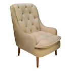 Kit Poltrona Lille E Puff Suede Bege Rosado - Dominic Decor