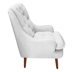 Kit Poltrona Lille E Puff Suede Branco - Dominic Decor